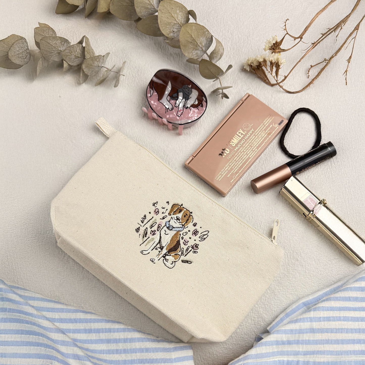 Cosmetiquera Personalizada Bordada con Ilustración de Tu Peludo