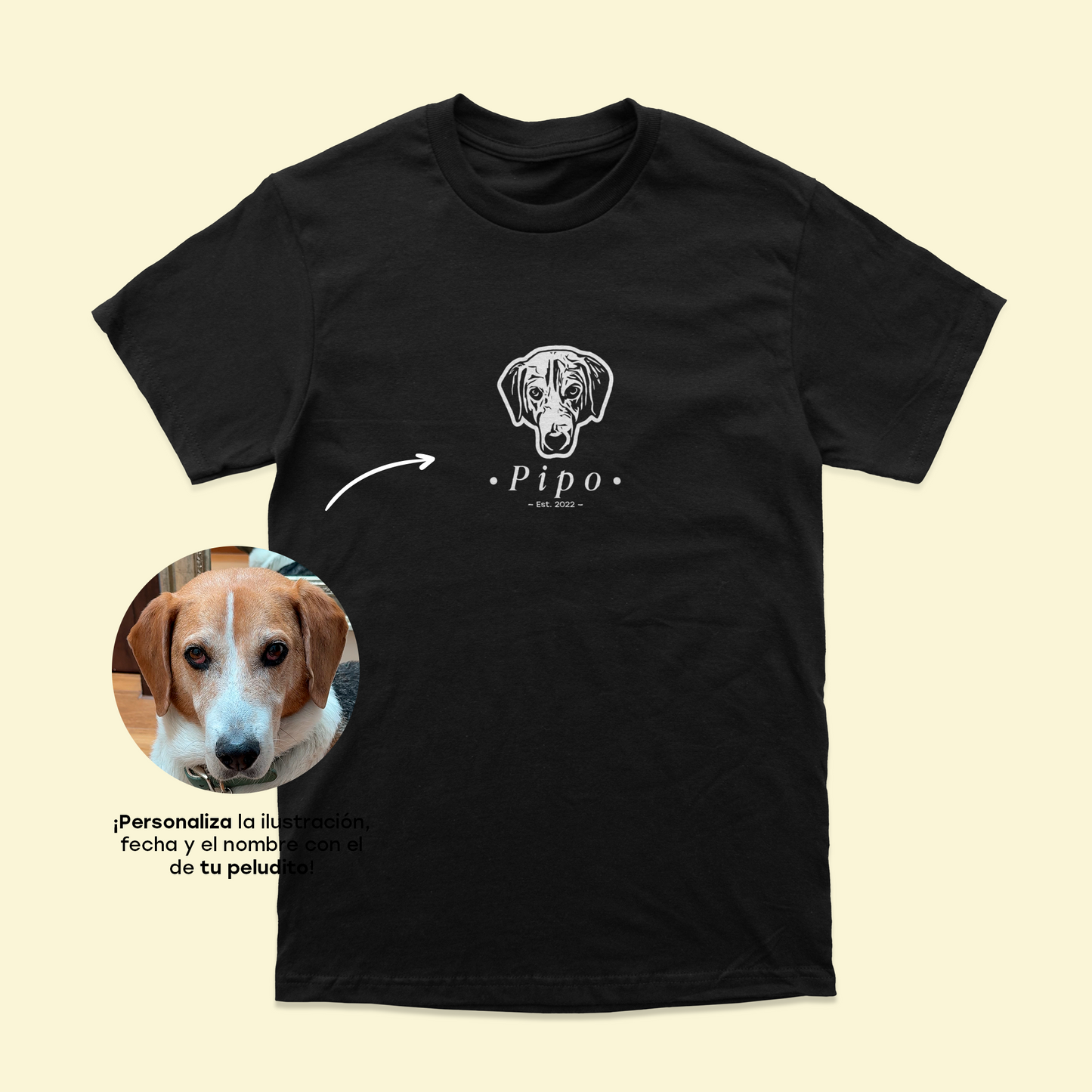 Playera personalizada con la cara de tu peludo