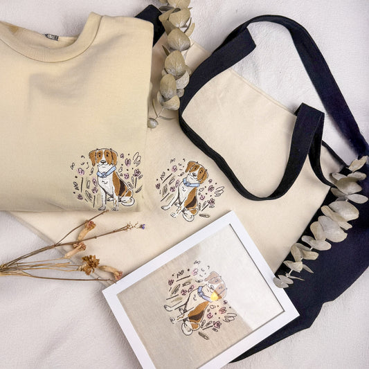 Kit Personalizado Bordado : Sudadera + Tote bag + Cuadro Enmarcado