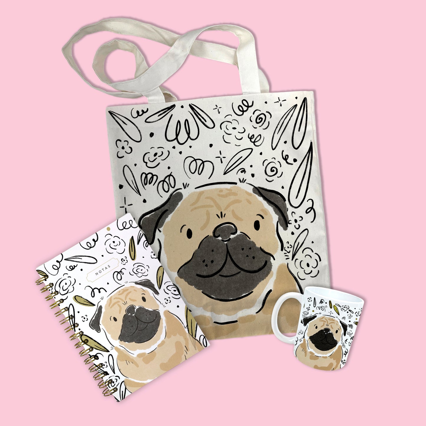 Kit Dog Lover: Tote bag + Taza + Libreta + Stickers - Diferentes razas disponibles