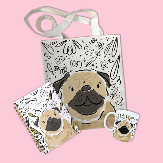 Kit Dog Lover: Tote bag + Taza + Libreta - Diferentes razas disponibles