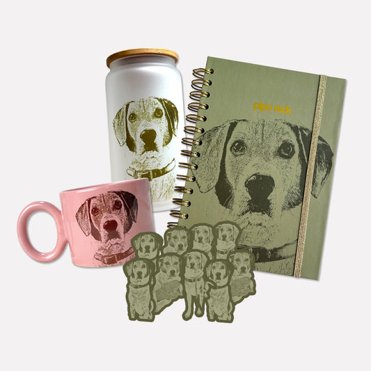 Kit personalizado: Libreta + Sticker + Taza + Vaso