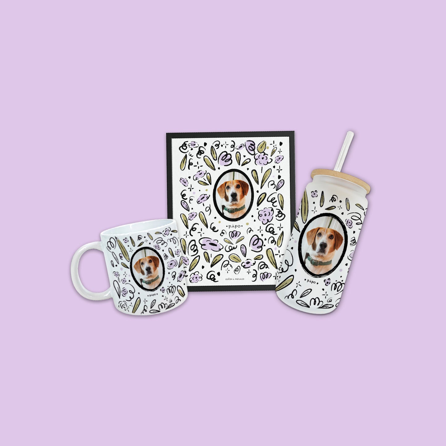 Kit Personalizado: Taza + Print Enmarcado + Vaso